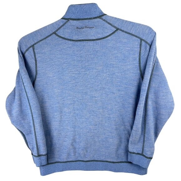 Tommy Bahama Sweater Men Flipshore Reversible Half-Zip Gray Blue Pullover - Picture 4 of 16